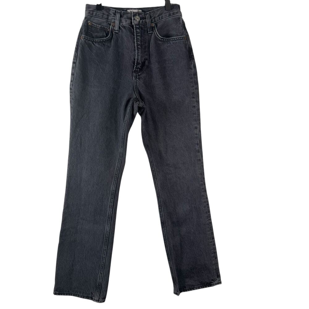 Agolde Women Black 100% Cotton High Rise Straight Leg Jeans Size 23 Inseam 27.5"